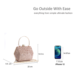 Womens Small Hexagon Glitter Diamanti Evening Clutch Bag - Image 4