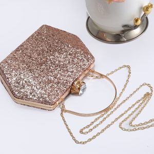 Womens Small Hexagon Glitter Diamanti Evening Clutch Bag - Image 2
