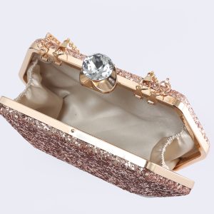 Womens Small Hexagon Glitter Diamanti Evening Clutch Bag - Image 3