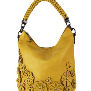 Women's Large 3D Flower Studded Hobo Tote Shoulder Bag