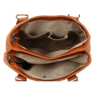 Women Double Compartments Spacious Faux Leather Large Size Tote Bag Hobo Shopper Handbag - Image 2