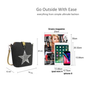 Glitter Shiny Star Design Small But Roomy Handbag Cross body Shoulder Bag - Image 3