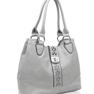 Women's Elegant Cut-Out Pattern Flap Over Faux Leather Handbag Shoulder Bag