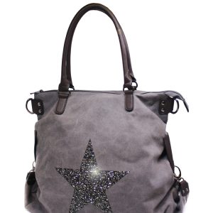 Sparkling Bright Glitter Star Heavy Duty Durable Canvas Expandable Large Shoulder Tote Handbag