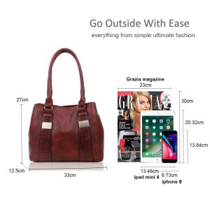 Women Double Compartments Spacious Faux Leather Large Size Tote Bag Hobo Shopper Handbag - Image 3