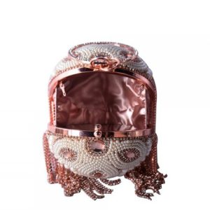 Sparkling Floral Rhinestones Fringed Ball Shape Evening Clutch Bag - Image 3