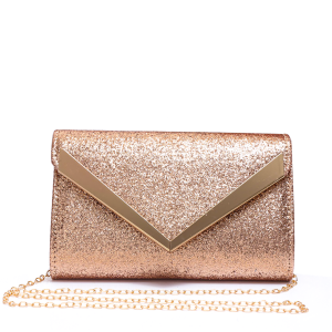 Glitter Envelope V Shape Evening Clutch Bag - Image 1