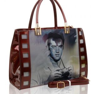 Shiny 3D Celebrity Elvis Presley Design Patent Tote Handbag