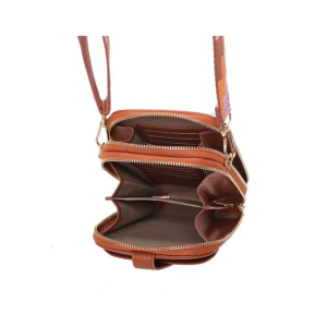 Multi-Compartment Phone Handbag Wide Strap PU Leather Shoulder Crossbody Bag - Image 7