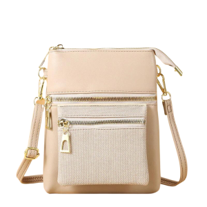 Small Lightweight Multi-Zipper Slim Messenger Phone Sling Shoulder Crossbody Bag with Small Purse