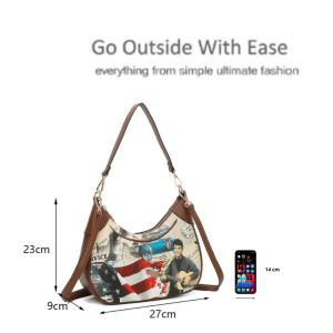 Women's Timeless Fashion Elvis Presley Tote PU Leather Handbag Shoulder Crossbody Bag - Image 2