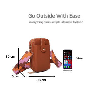 Multi-Compartment Phone Handbag Wide Strap PU Leather Shoulder Crossbody Bag - Image 2
