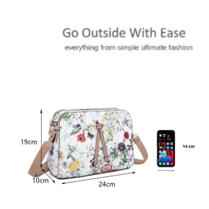 Floral Prints Handbag Double Ring Tassel Shopper Lightweight Shoulder Crossbody Bag - Image 2
