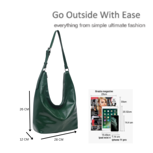 Shiny Patent Leather Roomy Hobo Slouchy Lightweight Tote Shopper Shoulder Handbag - Image 2