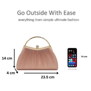 Pleated Rhinestone Handbag Purse Diamante Clasp Top Handle Luxury Shiny Wedding Party Evening Bag - Image 2