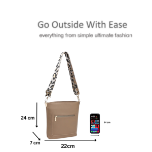 PU Leather Animal Print Wide Strap Multi-Pockets Lightweight Sling Messenger Handbag Shoulder Crossbody Bag - Image 2