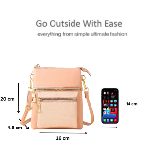 Small Lightweight Multi-Zipper Slim Messenger Phone Sling Shoulder Crossbody Bag with Small Purse - Image 2