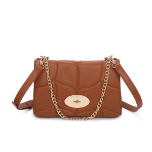 Quilted Twist Lock Practical PU Leather Chain Handle Shoulder Handbag with Crossbody Strap