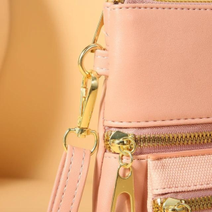 Small Lightweight Multi-Zipper Slim Messenger Phone Sling Shoulder Crossbody Bag with Small Purse - Image 3