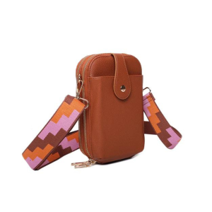 Multi-Compartment Phone Handbag Wide Strap PU Leather Shoulder Crossbody Bag - Image 4