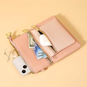 Small Lightweight Multi-Zipper Slim Messenger Phone Sling Shoulder Crossbody Bag with Small Purse - Image 5