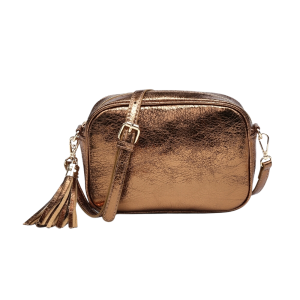 Tassel PU Leather Metallic Shade Camera Lightweight Messenger Shoulder Handbag Cross Body Bag