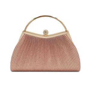 Pleated Rhinestone Handbag Purse Diamante Clasp Top Handle Luxury Shiny Wedding Party Evening Bag