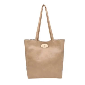 Spacious Interior Shoulder Strap Twist-Lock Closure Tote Handbag