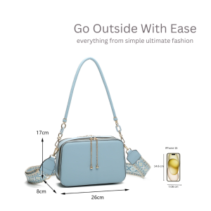 Double Compartments Tassel Canvas Strap Crossbody Bag - Image 3