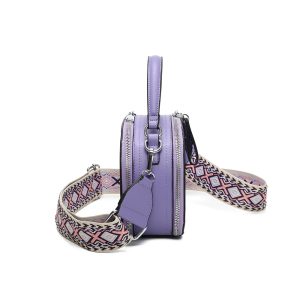 Round Shape Canvas Strap Crossbody Bag With Handle - Image 4