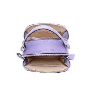 Round Shape Canvas Strap Crossbody Bag With Handle - Image 6