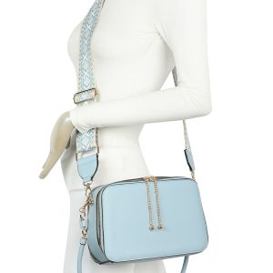 Double Compartments Tassel Canvas Strap Crossbody Bag - Image 6