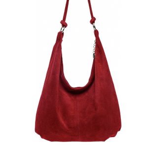 Large Slouch Italian Suede Leather Hobo Tote Bag