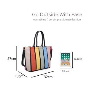 Multi Colour Striped Tote Shoulder Bag - Image 3