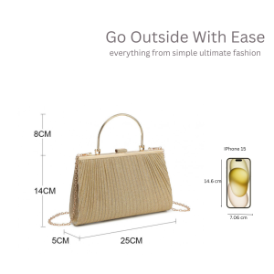 Elegant Pleated Evening Clutch Handbag - Image 3