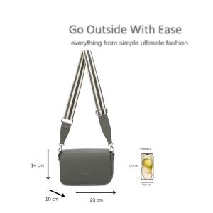 Flap Crossbody Bag with Wide Printed Strap - Image 3