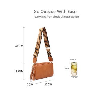 Double Zipper Wide Strap Crossbody Bag - Image 3