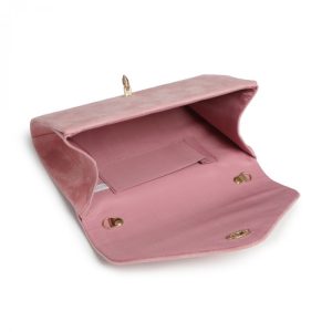 Gold Bee Detail Small Faux Suede Clutch Evening Handbag - Image 4