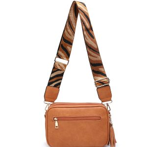 Double Zipper Wide Strap Crossbody Bag - Image 2