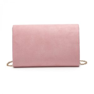 Gold Bee Detail Small Faux Suede Clutch Evening Handbag - Image 2