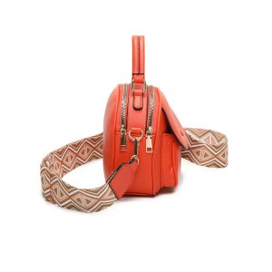 Front Zip Pocket Double Compartments Canvas Cross-body Bag - Image 4