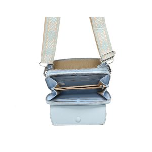 Front ZIip Double Section Wide Strap Crossbody Bag - Image 5