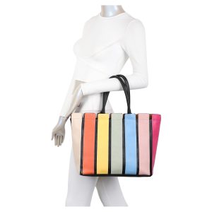 Multi Colour Striped Tote Shoulder Bag - Image 2