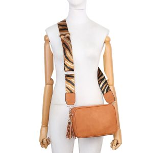 Double Zipper Wide Strap Crossbody Bag - Image 6