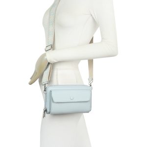 Front ZIip Double Section Wide Strap Crossbody Bag - Image 6