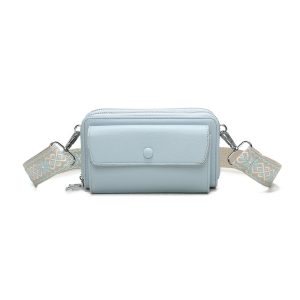 Front ZIip Double Section Wide Strap Crossbody Bag - Image 1