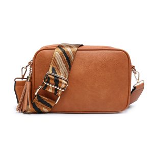 Double Zipper Wide Strap Crossbody Bag