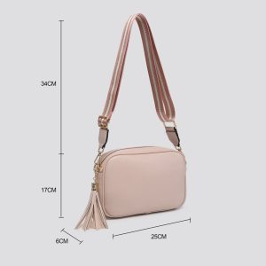 Plain Crossbody Bag Detachable Strap with Tassel Charm - Image 8
