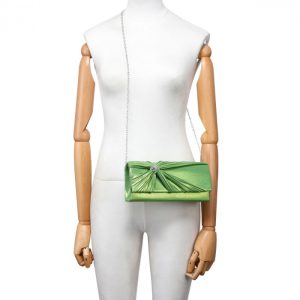 Ribbon Pleated Satin Envelope Evening Clutch Bag - Image 5