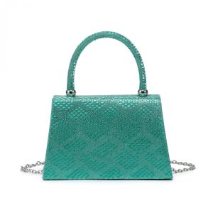 Snakeskin Print Large Bow evening bags with Handle & Chain Strap - Image 2